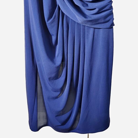 Max and Cleo Dress Womens Size 10 Blue One Shoulder Rouched Embellished Party - Picture 5 of 6